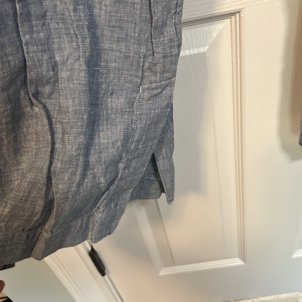 Athleta Blue Linen Drawstring Wide Leg Pants - Picture 4 of 6